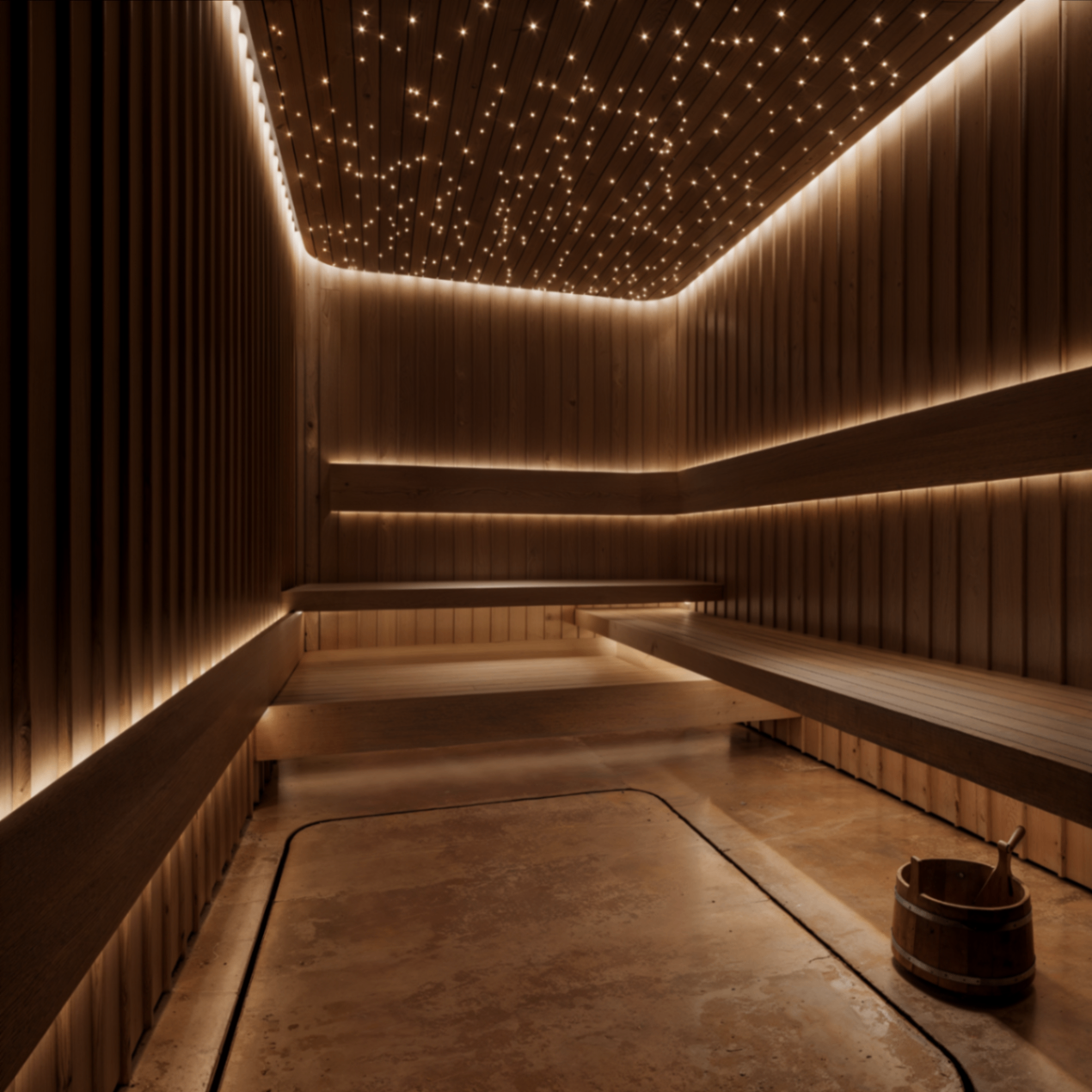 Arwen — Starlit Sauna — Interior CGI portfolio image by Mosh Design