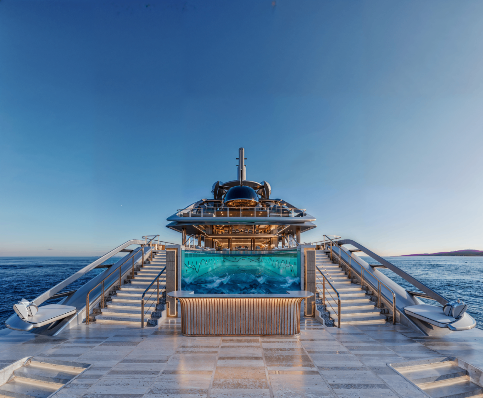 Arwen — Aft Pool Deck — Superyacht CGI portfolio image by Mosh Design