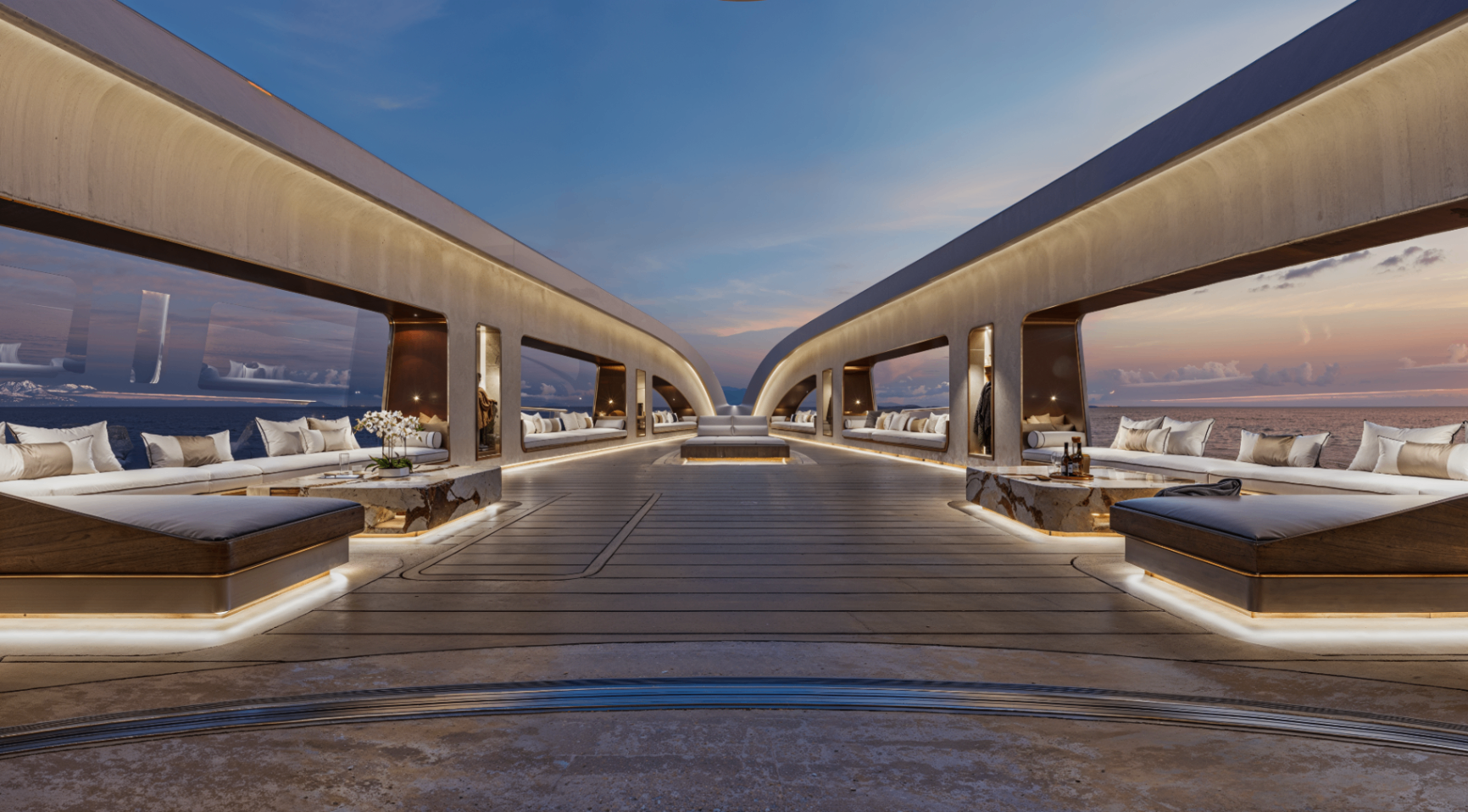 Arwen — Owner's Deck Terrace — Superyacht CGI portfolio image by Mosh Design
