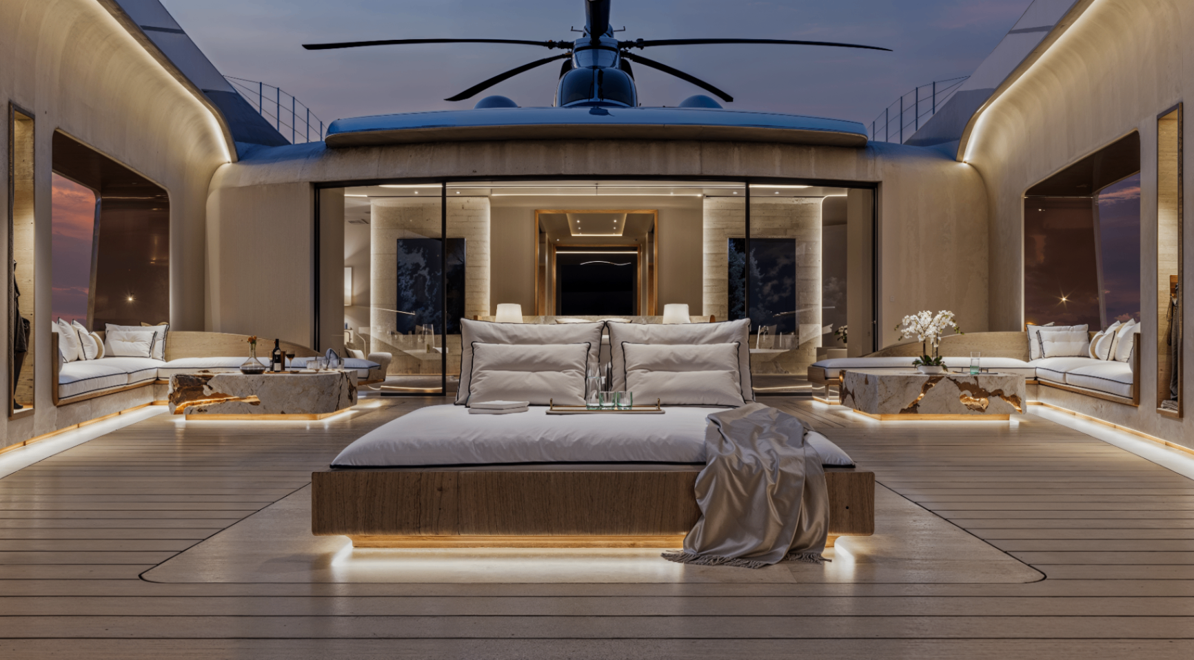 Arwen — Owner's Suite Terrace — Superyacht CGI portfolio image by Mosh Design