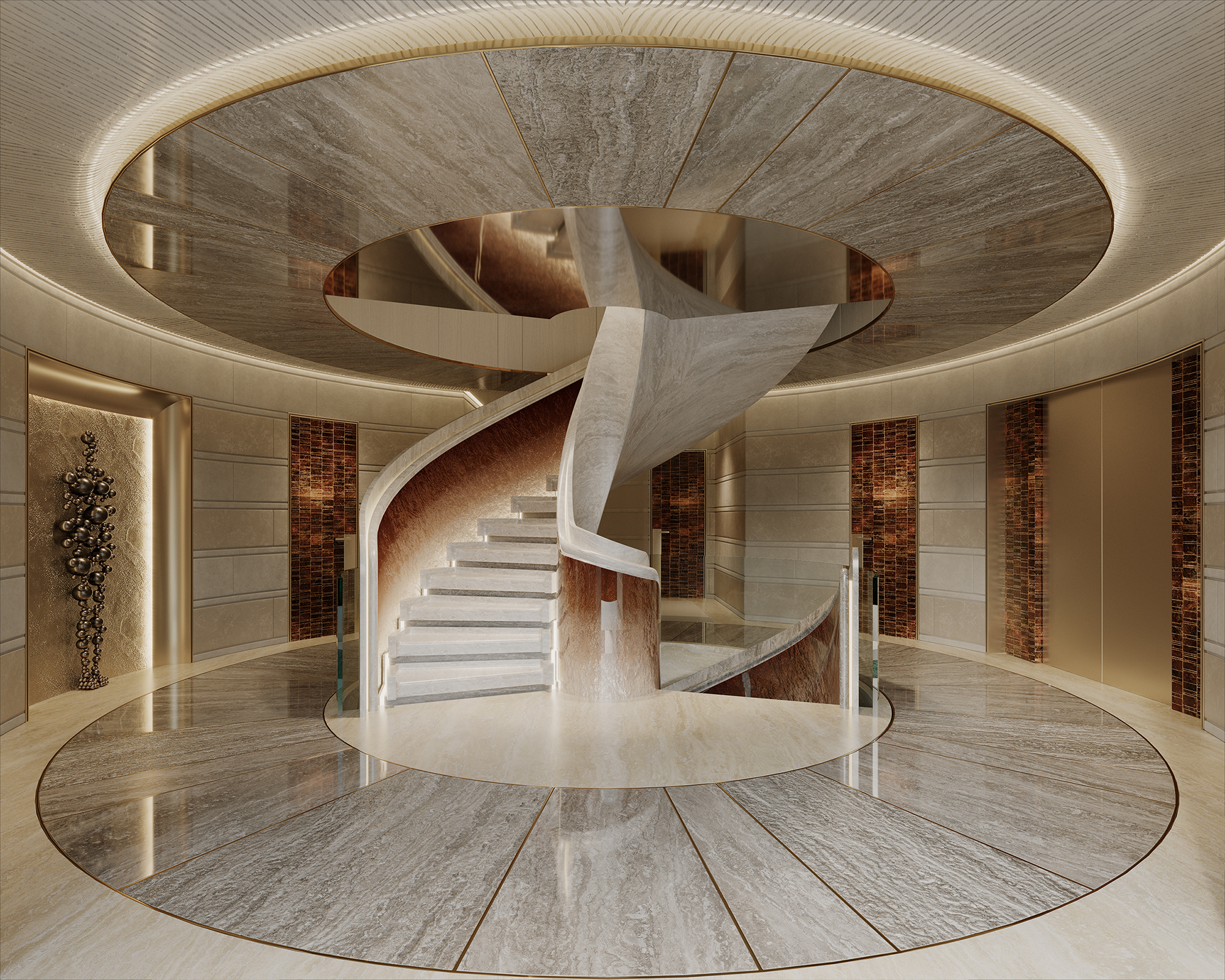 Arwen — Spiral Stair Atrium — Interior CGI portfolio image by Mosh Design